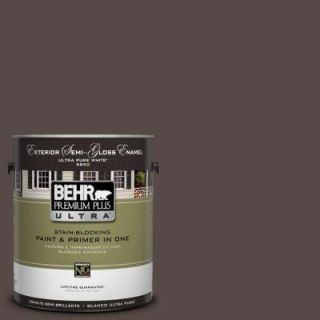 BEHR Premium Plus Ultra 1 Gal. #UL140 2 Dark Truffle Semi Gloss Enamel Exterior Paint 585301