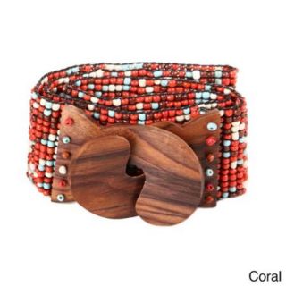 Splatter Some Colors Beaded Belt (Indonesia) Coral