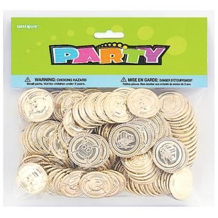 Unique Plastic Gold Treasure Coins, 144ct   Food & Grocery   Paper