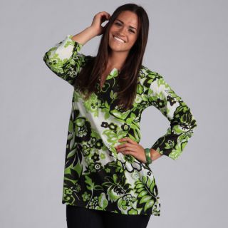 Green and Black Floral Printed Tunic (India)   15323188  