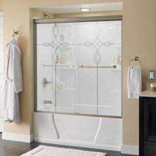 Delta Lyndall 59 3/8 in. x 58 1/8 in. Semi Frameless Sliding Tub Door in Nickel with Tranquility Glass 158769