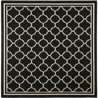 Safavieh Courtyard Black and Beige Square Indoor and Outdoor Machine Made Area Rug (Common 7 x 7; Actual 79 in W x 79 in L x 0.42 ft Dia)