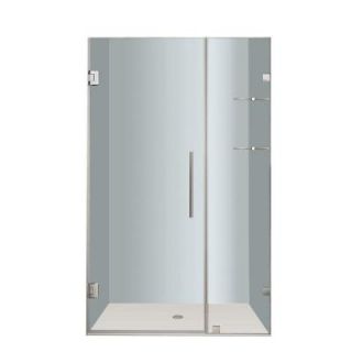 Aston Nautis GS 39 in. x 72 in. Frameless Hinged Shower Door in Chrome with Glass Shelves SDR990 CH 39 10