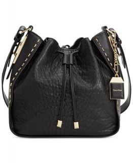 Calvin Klein Premium Leather Drawstring Bag   Handbags & Accessories