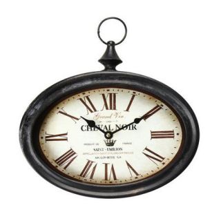 Adeco Trading Vintage Inspired Pocket ''Cheval Noir'' Wall Hanging Clock