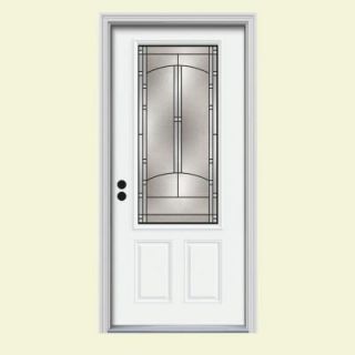 JELD WEN 32 in. x 80 in. Idlewild 3/4 Lite Brilliant White Painted Premium Steel Prehung Front Door with Brickmould THDJW166700397