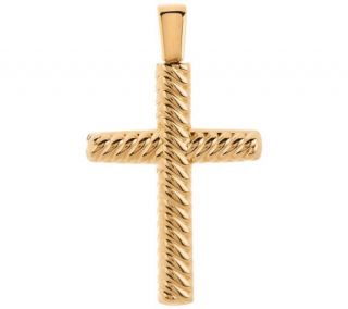 Oro Nuovo Polished Ribbed Twist Cross Pendant 14K —