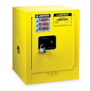 Justrite Flammable Liquid Safety Cabinet, Galvanized Steel, Yellow, 890400