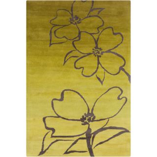 Allie Handmade Floral Green/Yellow Wool Rug (5 x 76)