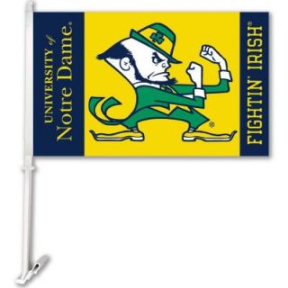 BSI Products NCAA 11 in. x 18 in. Notre Dame 2 Sided Car Flag with 1 1/2 ft. Plastic Flagpole (Set of 2) 97136