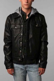 Levis Faux Leather Hooded Jacket
