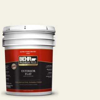 BEHR Premium Plus 5 gal. #PPL 57 White Smoke Flat Exterior Paint 405005