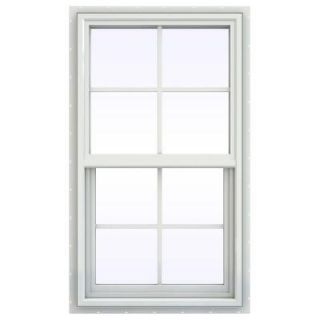 JELD WEN 23.5 in. x 41.5 in. V 4500 Series Single Hung Vinyl Window with Grids   White THDJW143900058