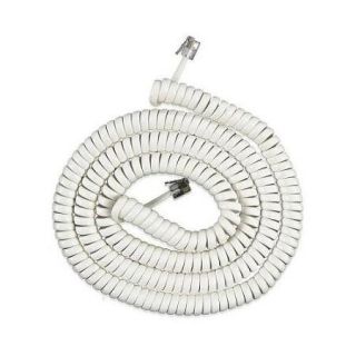 25 Foot White Coil Cord 25 Ft. Handset Cord