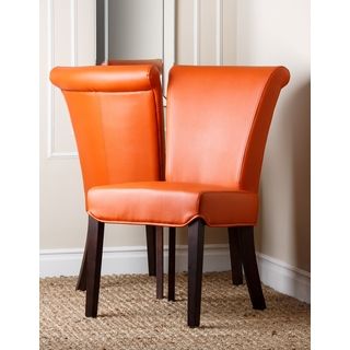 Abbyson Living Madison Orange Leather Dining Chair (Set of 2)