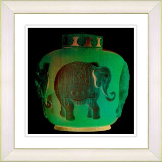 Elephant Urn   Jade Green by Zhee Singer Framed Fine Art Giclee