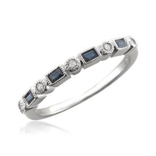 Montebello Brides Across America 14k White Gold 1/10ct TDW Diamond and Blue Sapphire Wedding Band (H I, SI1 SI2) Size 5.5