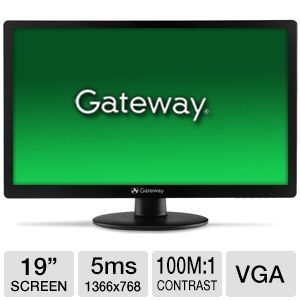 Gateway HX1853L b 19 Class LED Monitor   1366 x 768, 1000000001 Dynamic, 7001 Native, 5ms, VGA, Energy Star    UM.XW3AA.001