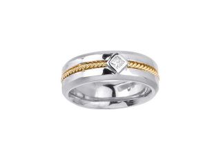 1/10 Carat Princess Diamond 14K Two Toned Gold Hand Woven Wedding Ring