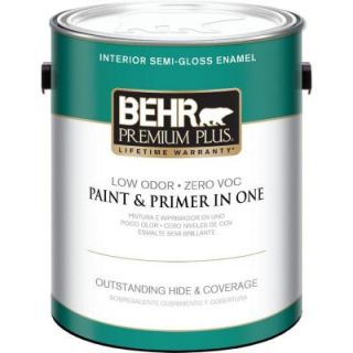 BEHR Premium Plus 1 gal. Ultra Pure White Semi Gloss Zero VOC Interior Paint 305001