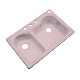 Thermocast Breckenridge Drop In Acrylic 33 in. 4 Hole Double Bowl Kitchen Sink in Wild Rose 46463