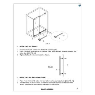 Vigo Elan 74 x 52 Frameless Shower Door 0.375 Clear Glass