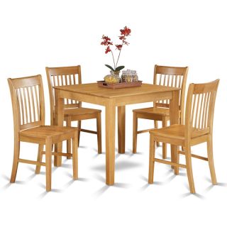 Oak Square Table and 4 Kitchen Chairs 5 piece Dining Set