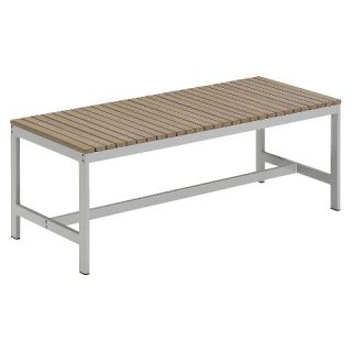 Travira 48 Metal/Faux Wood Patio Backless Bench