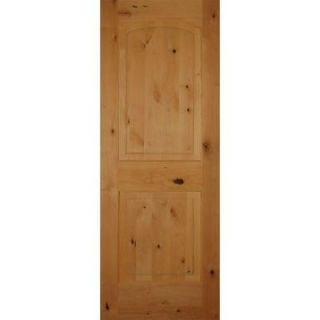 Builder's Choice 30 in. x 80 in. 2 Panel Arch Top Unfinished Solid Core Knotty Alder Single Prehung Interior Door HDKA2A26L