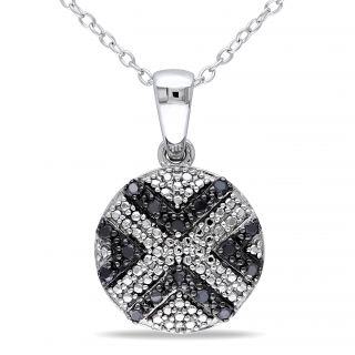 Haylee Jewels Sterling Silver 1/6ct TDW Black Diamond Necklace