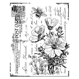 Crafty Individuals Unmounted Rubber Stamp Floral Postcard   Home