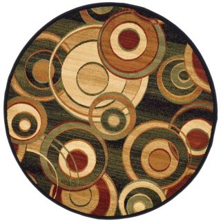 Safavieh Lyndhurst Black and Multicolor Round Indoor Machine Made Area Rug (Common 7 x 7; Actual 84 in W x 84 in L x 0.58 ft Dia)
