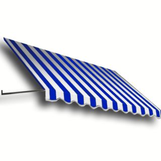 Awntech 124.5 in Wide x 48 in Projection Bright Blue/White Stripe Open Slope Window/Door Awning