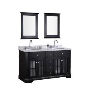 Design Element Imperial 60 in. W x 22 in. D Vanity in Espresso with Marble Vanity Top and Mirror in Carrara White DEC306A