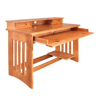 Honey Solid Pine Student Desk and Hutch