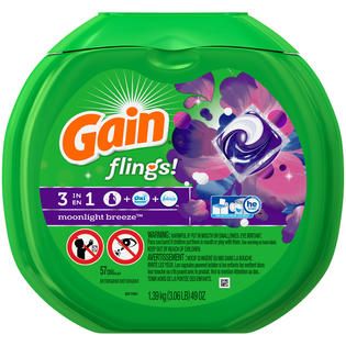 Gain Gain flings Laundry Detergent Pacs, Moonlight Breeze, 57 count