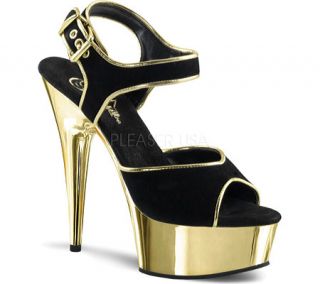 Womens Pleaser Delight 609 15   Black Suede/Gold Chrome