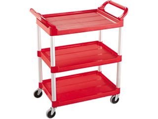 Rubbermaid Commercial RCP 3424 88 RED 3 Shelf Service Cart, 200 lb Cap., 18 5/8w x 33 5/8d x 37 3/4h, Red