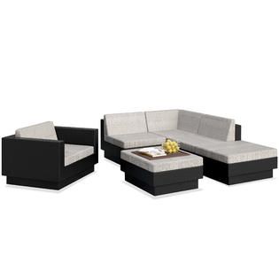 Sonax Park Terrace Textured Black 6 Piece Sectional Patio Seating Set