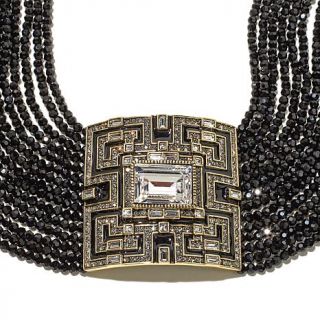 Heidi Daus "Deco Elegance" Multi Row Crystal Greek Key Drop Necklace   1581607