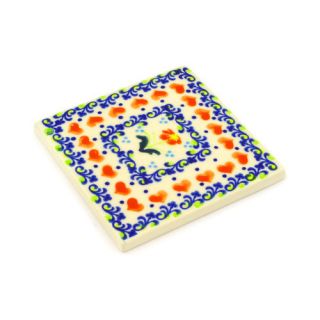 Polish Pottery 4.37 x 4.37 Stoneware Tile in Multi