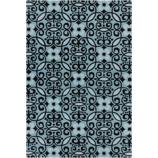 Chandra Rugs Stella Patterned Contemporary Wool Blue/Black Area Rug
