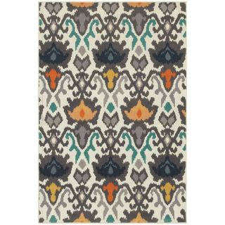 Floral Tribal Ikat Ivory/ Multi colored Rug (33 x 5)  
