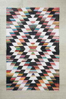 Woven Diamond Kilim Rag Rug