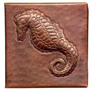 D'Vontz Sea Horse 4'' x 4'' Copper Tile in Dark Copper