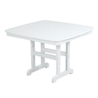 POLYWOOD Nautical 44 in. White Patio Dining Table NCT44WH