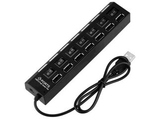 "E buy World" 7 Port USB 2.0 Black Hub with High Speed Adapter ON/OFF Switch for Laptop / PC