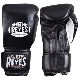 Cleto Reyes Hook and Loop Leather Training Boxing Gloves   14 oz   Black