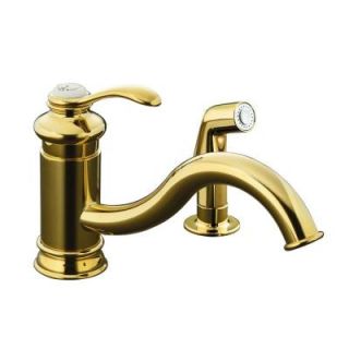 KOHLER Fairfax Single Handle Side Sprayer Kitchen Faucet in Vibrant Polished Brass K 12176 PB