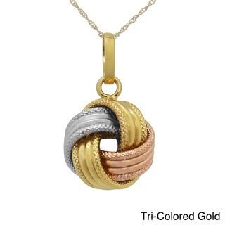 Gioelli Gioelli 14k Gold Textured Large Love Knot Necklace